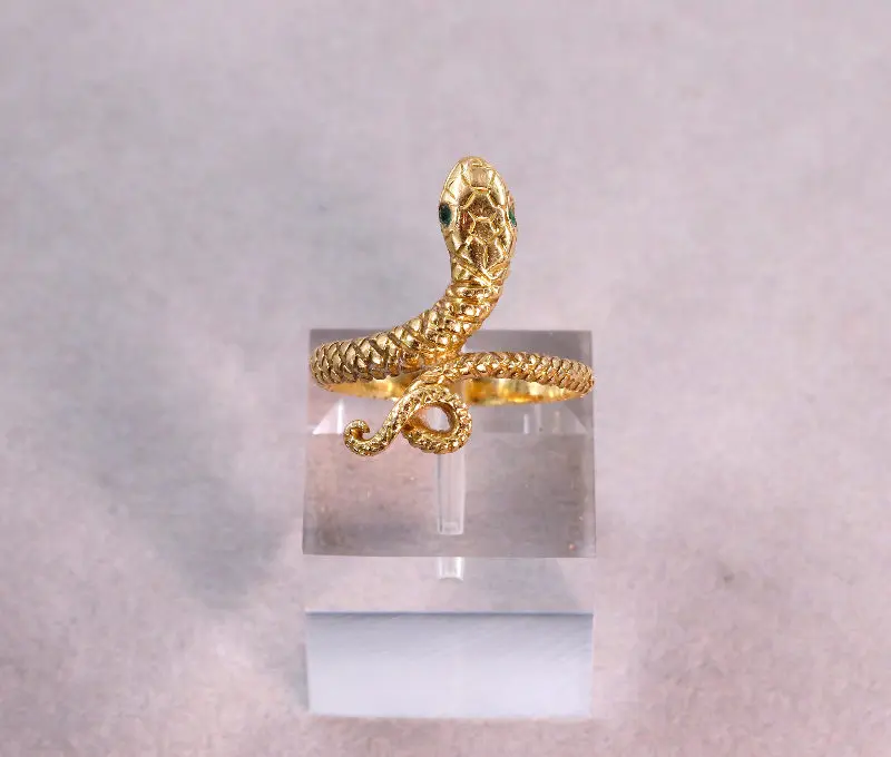 Bague serpent or et émeraudes